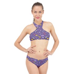 Pattern-cute-clouds-stars High Neck Bikini Set by Jancukart