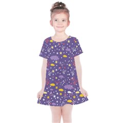 Pattern-cute-clouds-stars Kids  Simple Cotton Dress