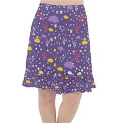 Pattern-cute-clouds-stars Fishtail Chiffon Skirt by Jancukart