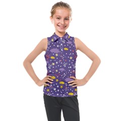 Pattern-cute-clouds-stars Kids  Sleeveless Polo Tee