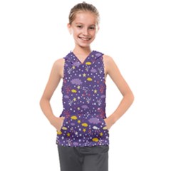 Pattern-cute-clouds-stars Kids  Sleeveless Hoodie