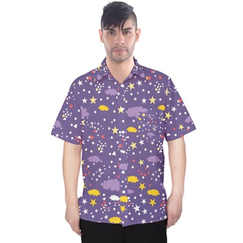 Pattern-cute-clouds-stars Men s Hawaii Shirt by Jancukart