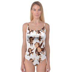 Monkey-seamless-pattern Camisole Leotard 