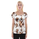 Monkey-seamless-pattern Cap Sleeve Top View1