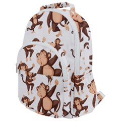 Monkey-seamless-pattern Rounded Multi Pocket Backpack