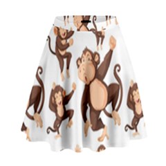 Monkey-seamless-pattern High Waist Skirt by Jancukart