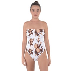 Monkey-seamless-pattern Tie Back One Piece Swimsuit