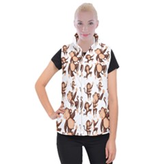 Monkey-seamless-pattern Women s Button Up Vest