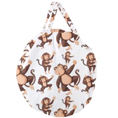 Monkey-seamless-pattern Giant Round Zipper Tote