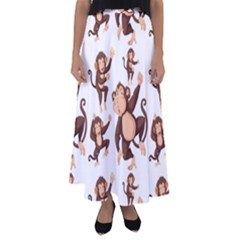 Monkey-seamless-pattern Flared Maxi Skirt by Jancukart