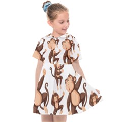 Monkey-seamless-pattern Kids  Sailor Dress