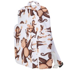 Monkey-seamless-pattern Double Compartment Backpack