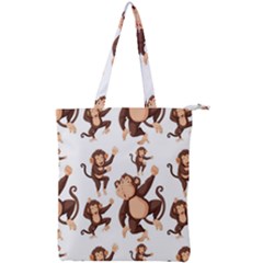 Monkey-seamless-pattern Double Zip Up Tote Bag