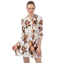 Monkey-seamless-pattern Mini Skater Shirt Dress