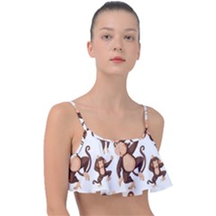 Monkey-seamless-pattern Frill Bikini Top