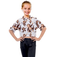 Monkey-seamless-pattern Kids Mock Neck Tee