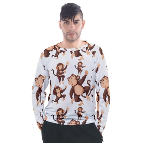 Monkey-seamless-pattern Men s Long Sleeve Raglan Tee by Jancukart