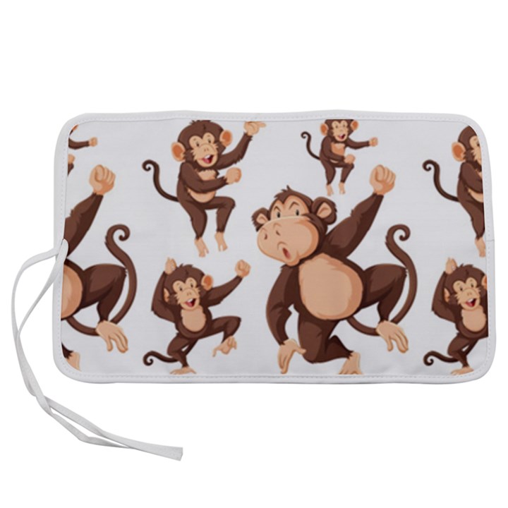 Monkey-seamless-pattern Pen Storage Case (M)