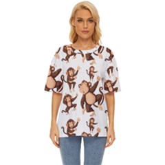 Monkey-seamless-pattern Oversized Basic Tee