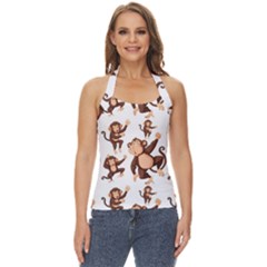 Monkey-seamless-pattern Basic Halter Top