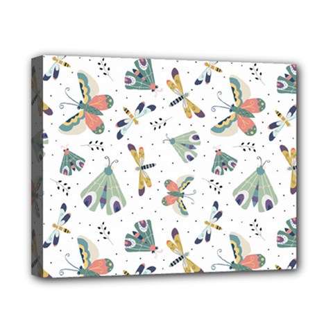 Seamless-pattern-with-moth-butterfly-dragonfly-white-backdrop Canvas 10  X 8  (stretched)