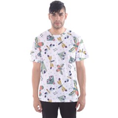 Seamless-pattern-with-moth-butterfly-dragonfly-white-backdrop Men s Sport Mesh Tee