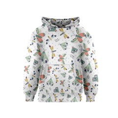 Seamless-pattern-with-moth-butterfly-dragonfly-white-backdrop Kids  Pullover Hoodie