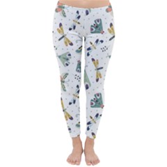 Seamless-pattern-with-moth-butterfly-dragonfly-white-backdrop Classic Winter Leggings