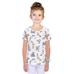 Seamless-pattern-with-moth-butterfly-dragonfly-white-backdrop Kids  One Piece Tee