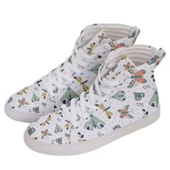 Seamless-pattern-with-moth-butterfly-dragonfly-white-backdrop Women s Hi-top Skate Sneakers