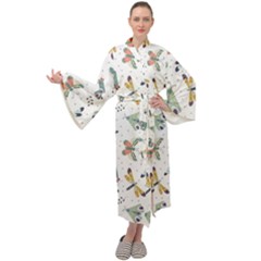 Seamless-pattern-with-moth-butterfly-dragonfly-white-backdrop Maxi Velour Kimono by Jancukart