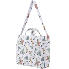 Seamless-pattern-with-moth-butterfly-dragonfly-white-backdrop Square Shoulder Tote Bag