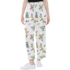 Seamless-pattern-with-moth-butterfly-dragonfly-white-backdrop Women s Pants  by Jancukart