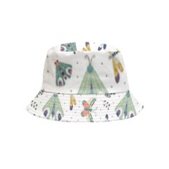 Seamless-pattern-with-moth-butterfly-dragonfly-white-backdrop Bucket Hat (kids)