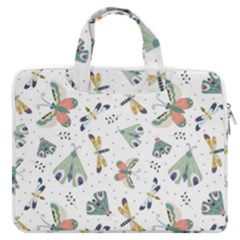 Seamless-pattern-with-moth-butterfly-dragonfly-white-backdrop Macbook Pro 16  Double Pocket Laptop Bag 