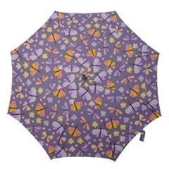 Vector-seamless-pattern-with-butterflies-beetles Hook Handle Umbrellas (medium) by Jancukart