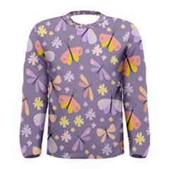 Vector-seamless-pattern-with-butterflies-beetles Men s Long Sleeve Tee