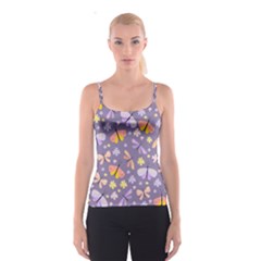 Vector-seamless-pattern-with-butterflies-beetles Spaghetti Strap Top