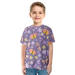 Vector-seamless-pattern-with-butterflies-beetles Kids  Sport Mesh Tee