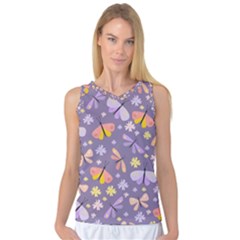 Vector-seamless-pattern-with-butterflies-beetles Women s Basketball Tank Top