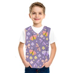 Vector-seamless-pattern-with-butterflies-beetles Kids  Basketball Tank Top