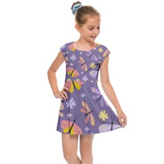 Vector-seamless-pattern-with-butterflies-beetles Kids  Cap Sleeve Dress by Jancukart