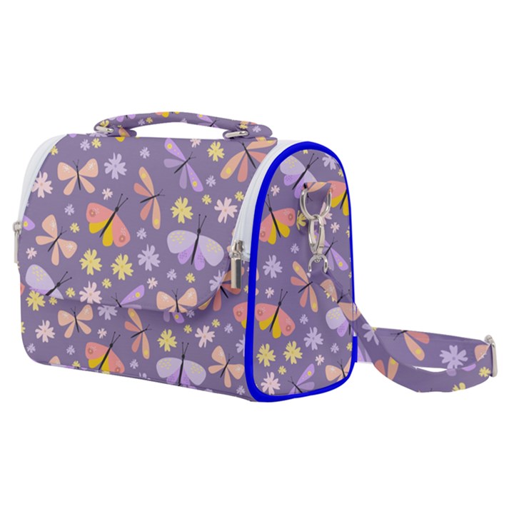 Vector-seamless-pattern-with-butterflies-beetles Satchel Shoulder Bag