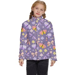 Vector-seamless-pattern-with-butterflies-beetles Kids  Puffer Bubble Jacket Coat