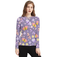 Vector-seamless-pattern-with-butterflies-beetles Women s Long Sleeve Rash Guard by Jancukart