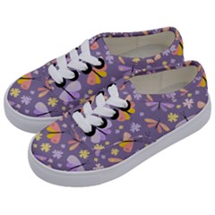 Vector-seamless-pattern-with-butterflies-beetles Kids  Classic Low Top Sneakers