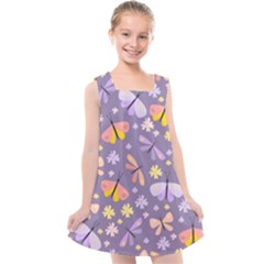 Vector-seamless-pattern-with-butterflies-beetles Kids  Cross Back Dress by Jancukart