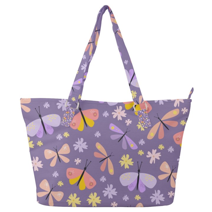 Vector-seamless-pattern-with-butterflies-beetles Full Print Shoulder Bag