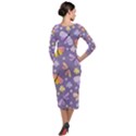 Vector-seamless-pattern-with-butterflies-beetles Quarter Sleeve Midi Velour Bodycon Dress View2