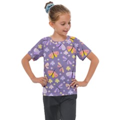 Vector-seamless-pattern-with-butterflies-beetles Kids  Mesh Piece Tee